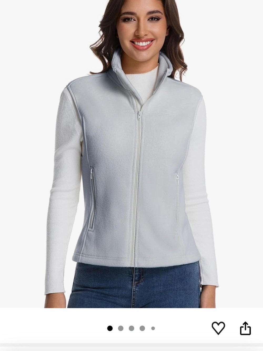 Light Gray Women’s Zip-Front Fleece Vest